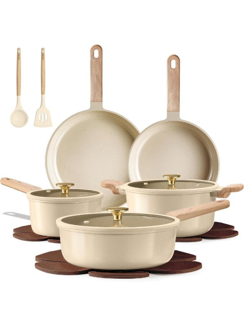 14-Piece Ceramic Cookware Set - Non-Stick Pots & Pans for Easy Cooking